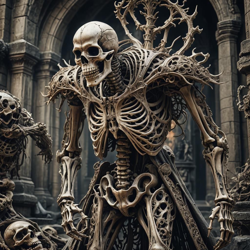 Hyperrealistic Evil Skeleton God in Cinematic Style