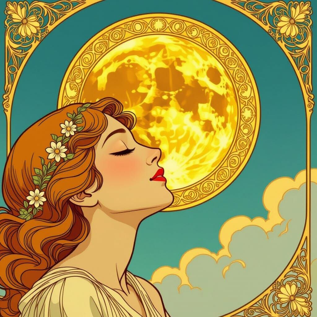 Art Nouveau Sun Kissing an Eye