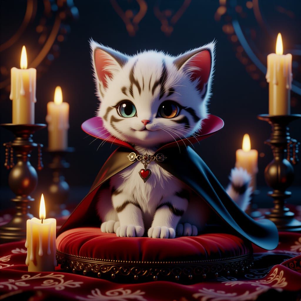 Vampire Kitten in Victorian Anime Style