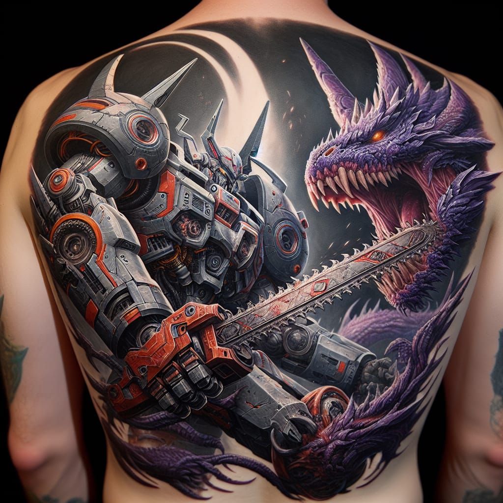 Epic Tattoo: Mecha Robot Dragon Battle
