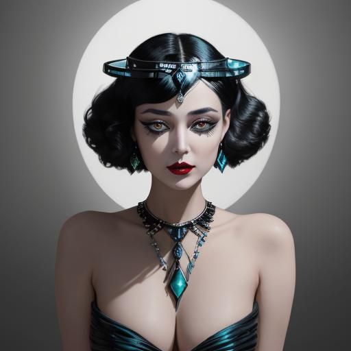 Art Deco Woman Portrait in Expressionist Style