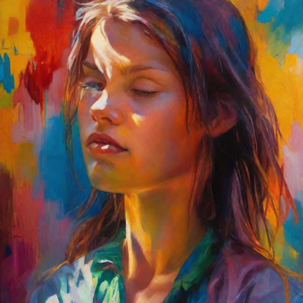 Striking Oil Painting of Confident Person in Vivid Colors