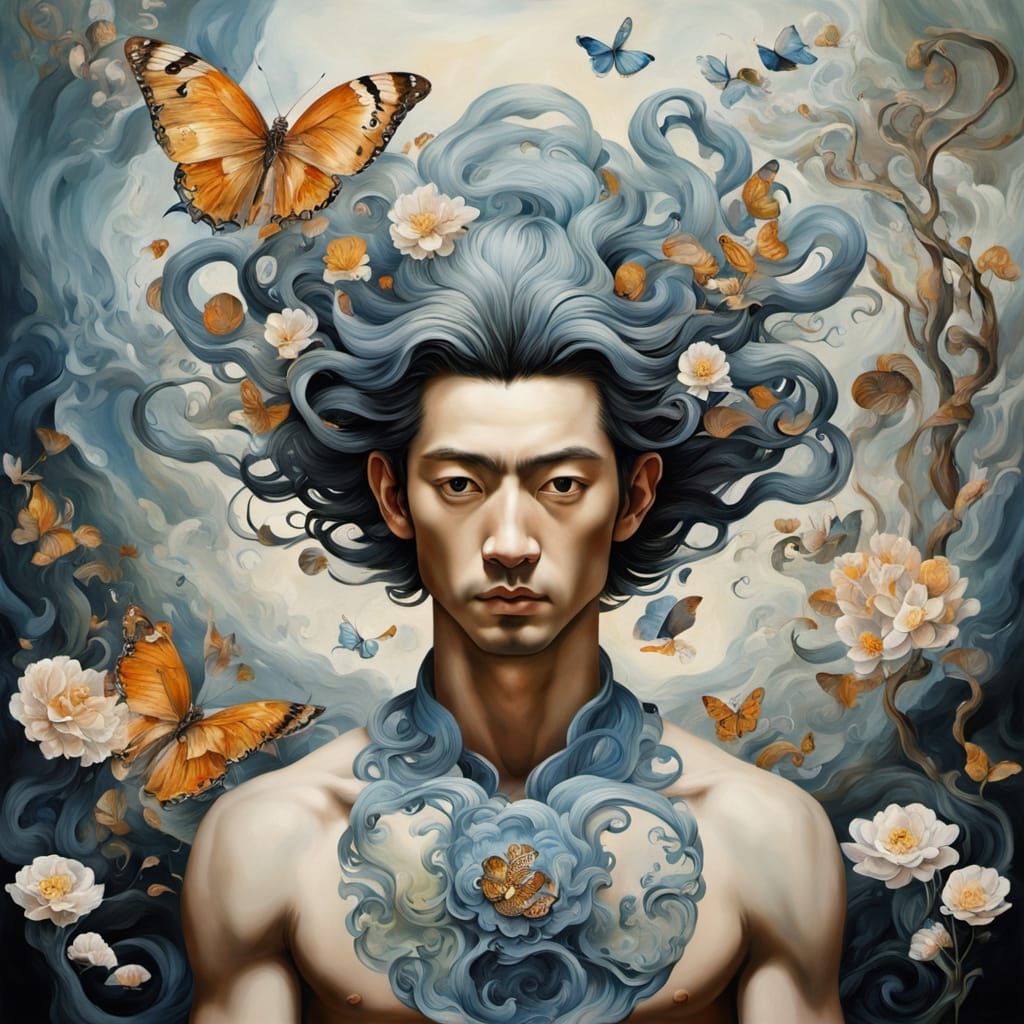 Surreal Flemish Baroque Masterpiece of Male Asian Beauty