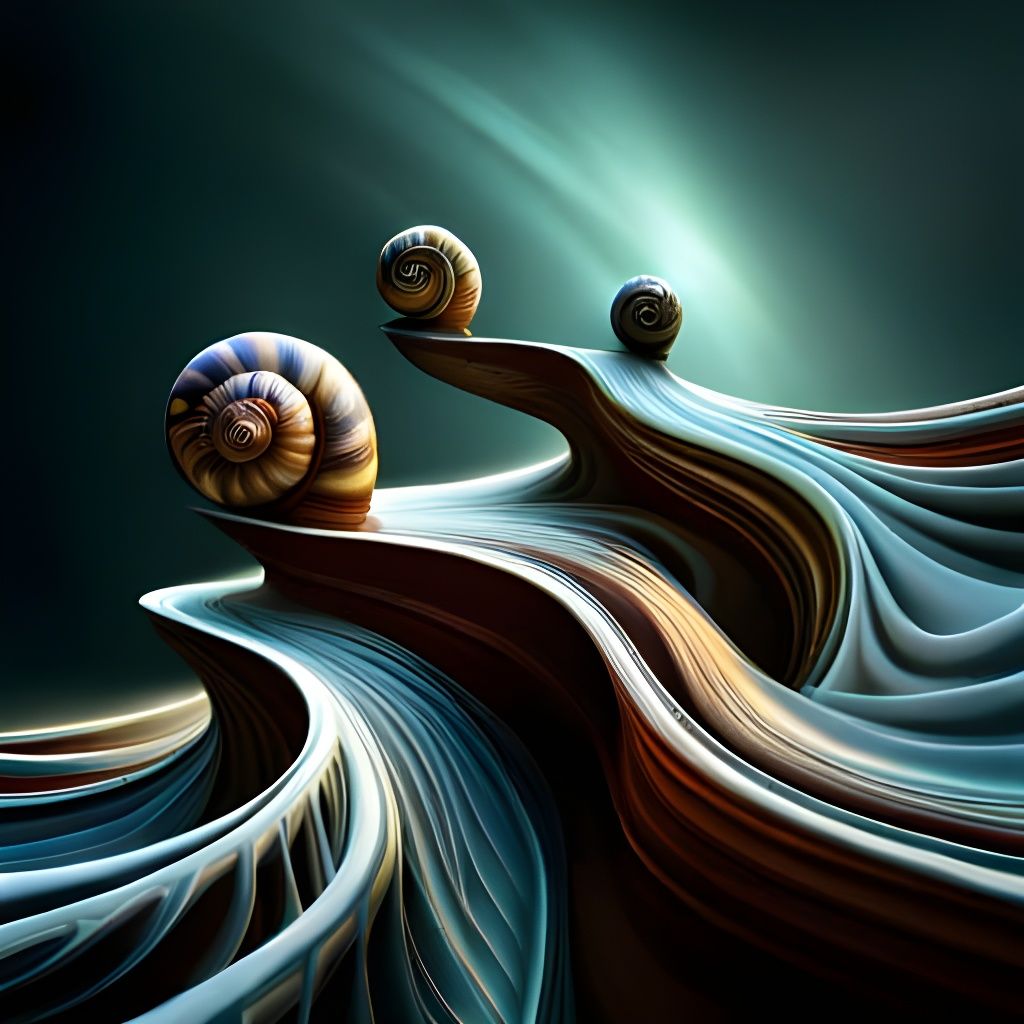 Abstract 3D Fractal Snail Trail Design