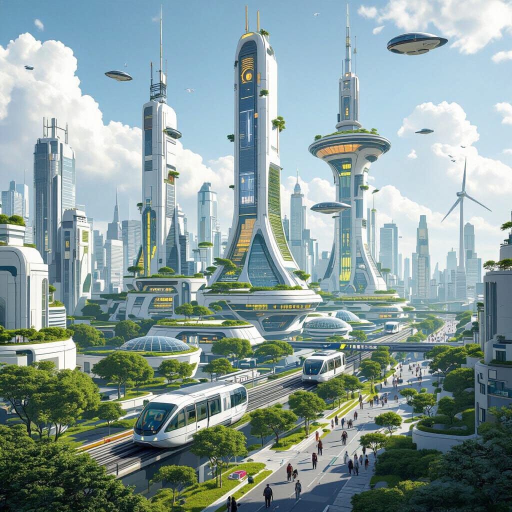 Futuristic City with Sustainable Waste Management in Sci-Fi ...