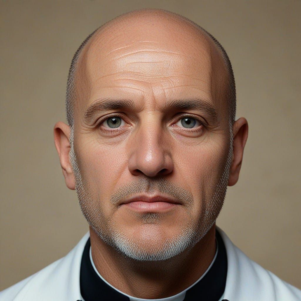 Italian Priest in Close-Up Portrait