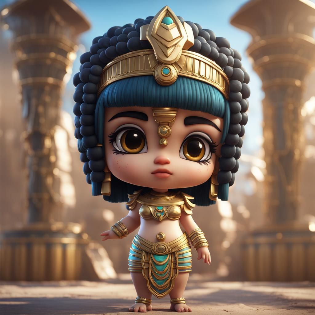 Hyperrealistic Cute Chibi Cleopatra Full Body