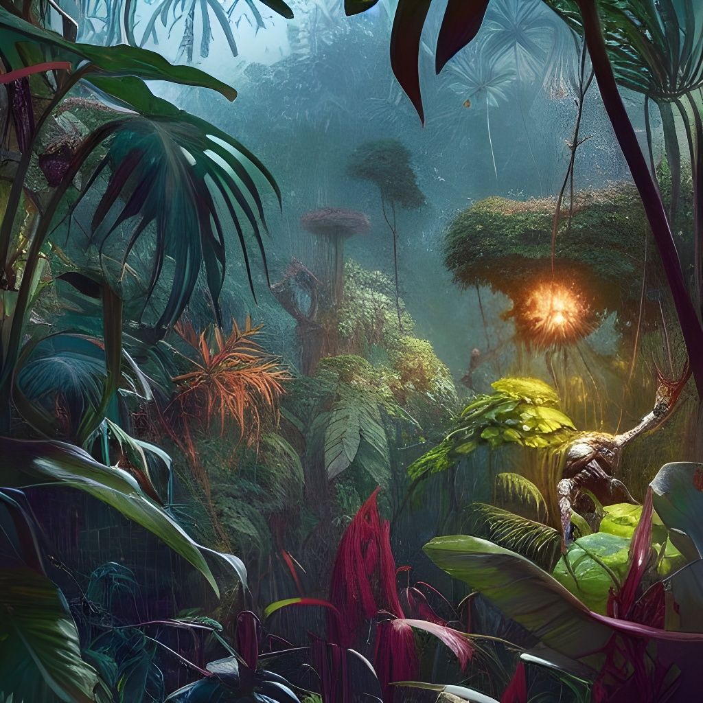 Detailed Alien Jungle Fantasy Illustration