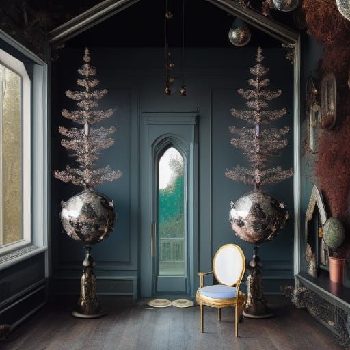 Surreal Victorian Scene with Cup and Sword