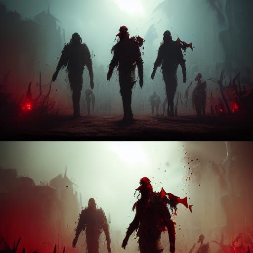 Niger Zombie Retro Game in Dark Fantasy Style