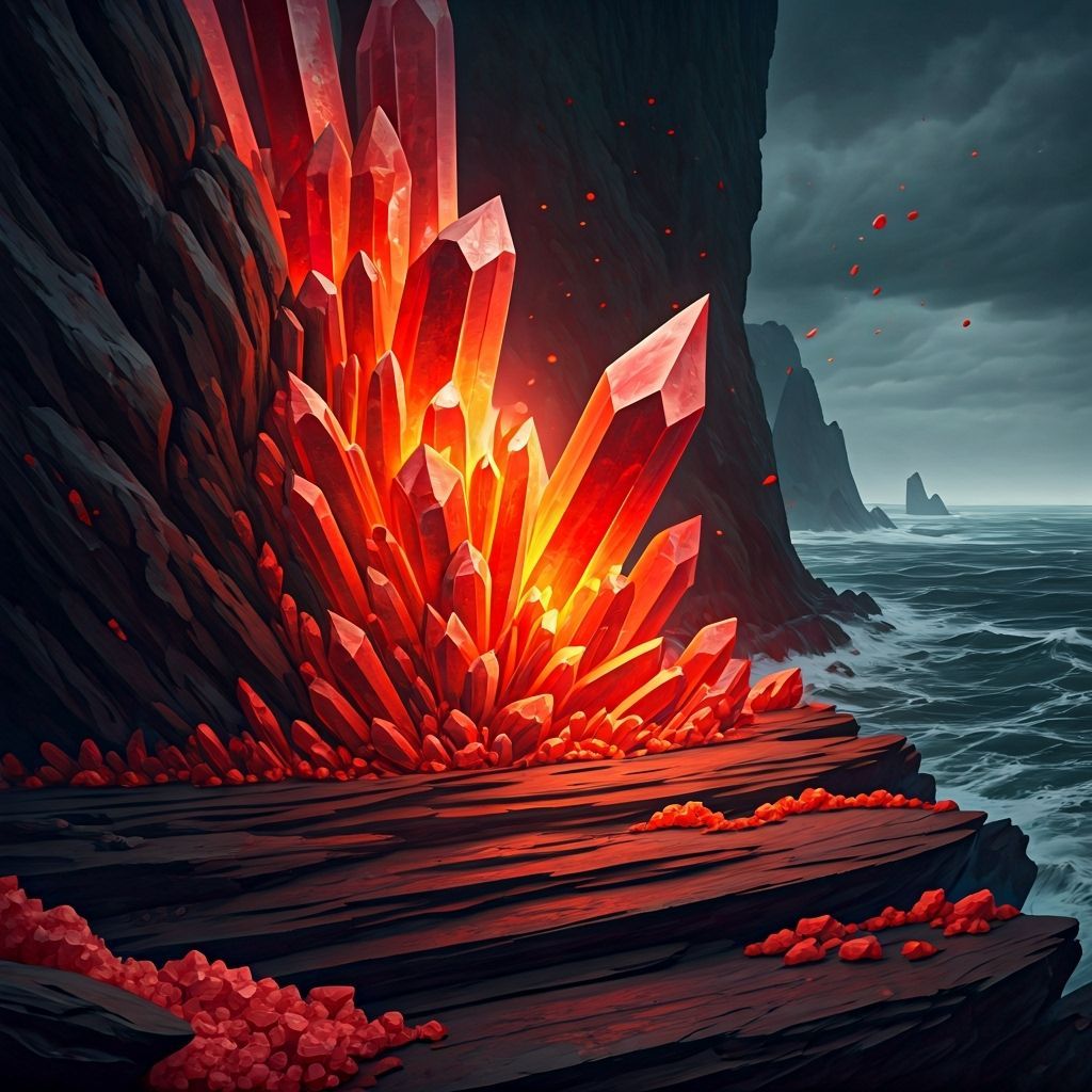 Crystalline Salt of War on Rocky Cliffs