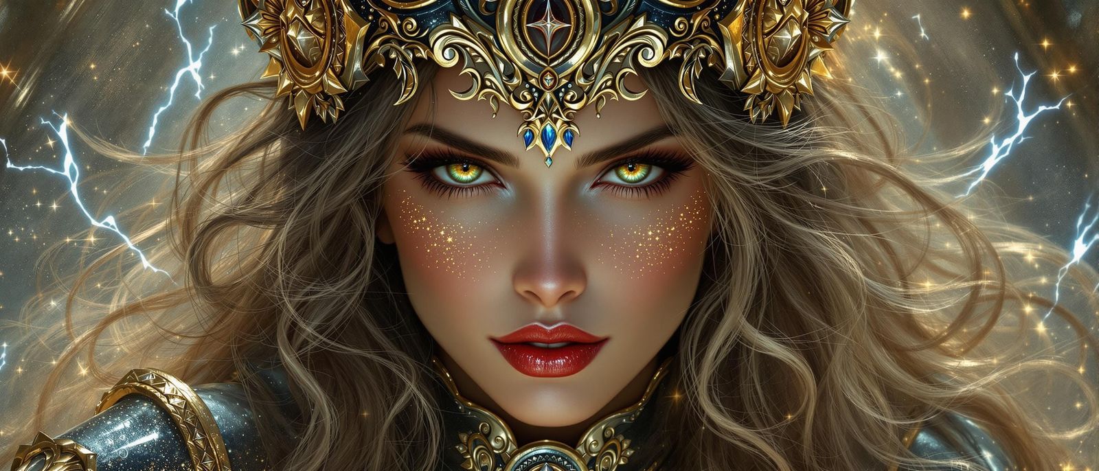 Ethereal Sorceress in Cyberpunk Armor