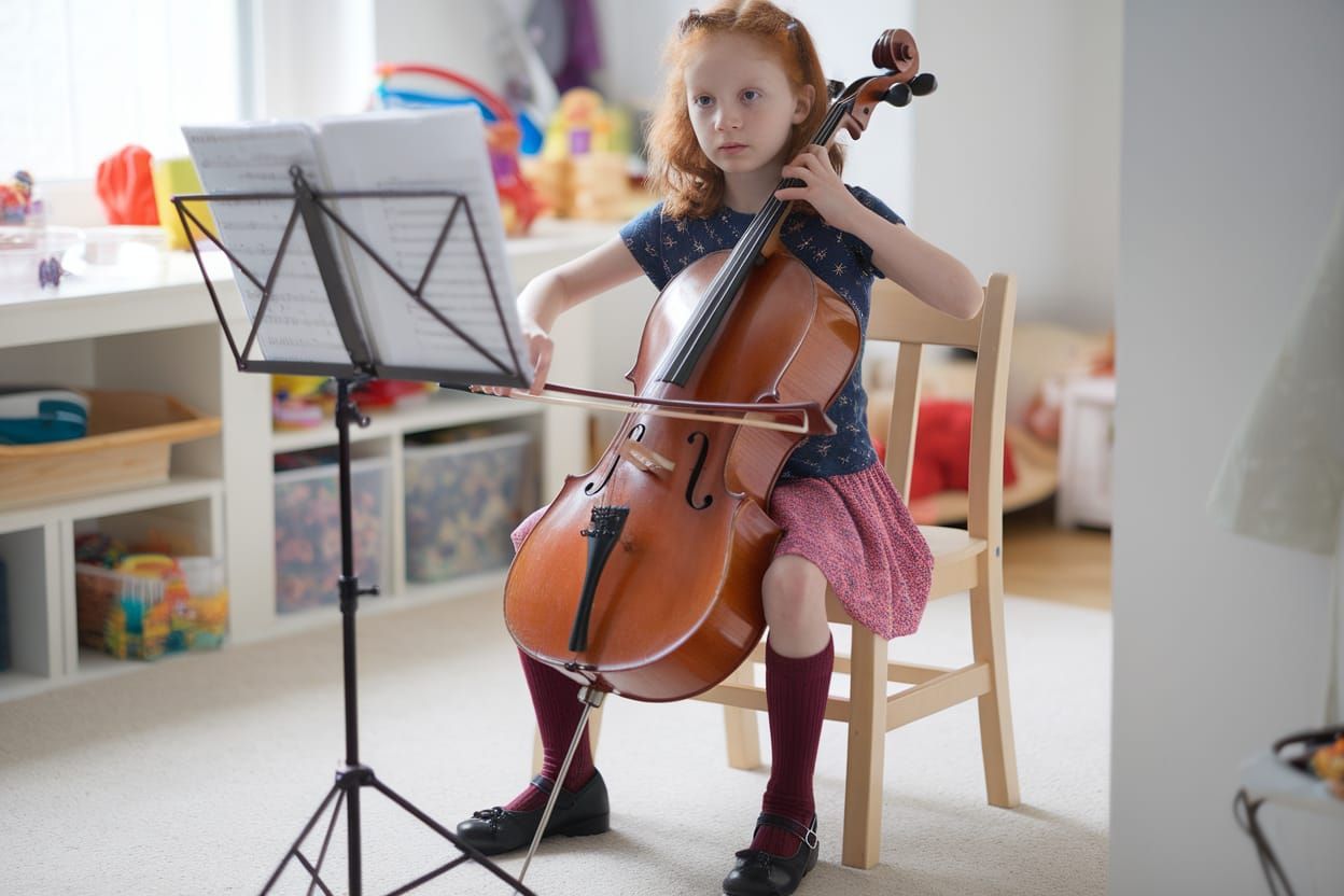 Young Cellist Lost in Music