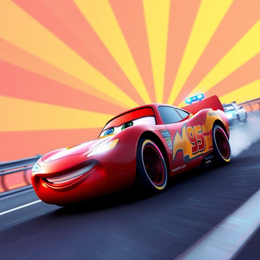 Lighting McQueen Supercar Chase: 3D Animated Art