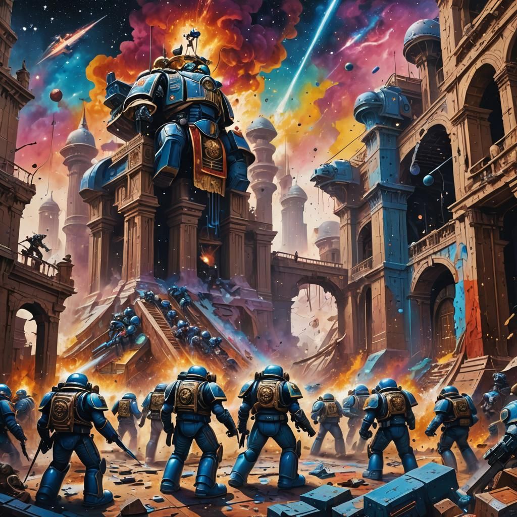 Space Marines Palace Defense: Graffiti Art Style
