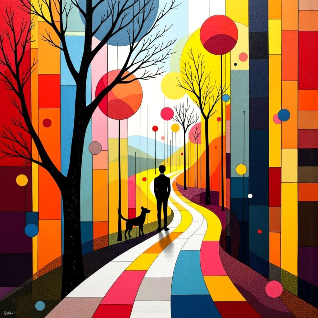 Whimsical Countryside Scene in Pop Art Style