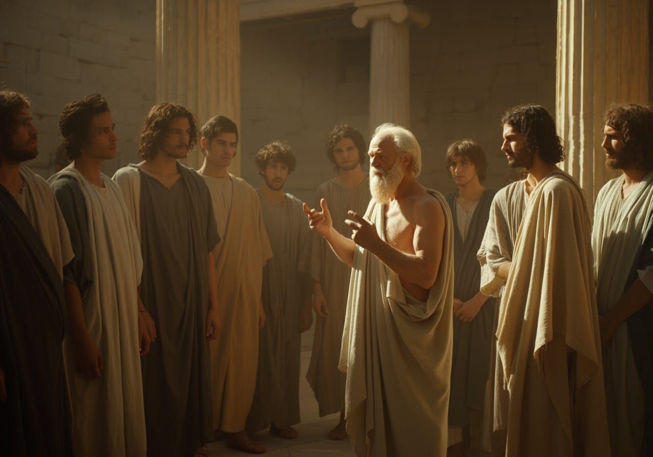 Socrates Teaching in Ancient Greece, Cinematic Style
