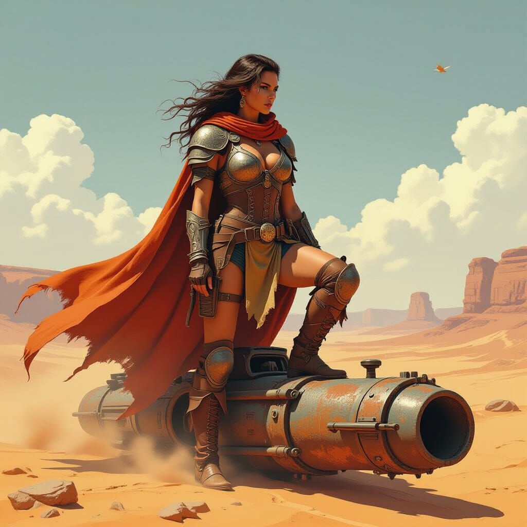 Outlaw Queen in Desert Landscape