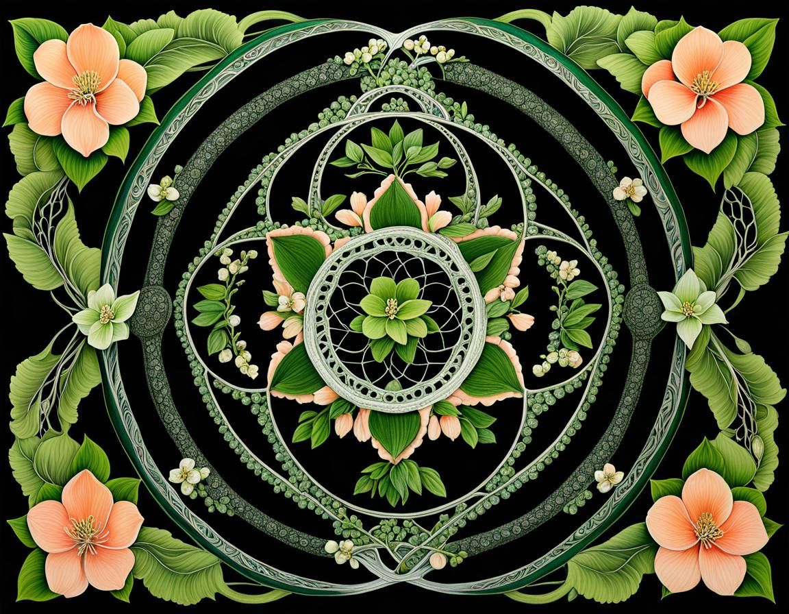 Texas Peach Blossoms with Quantum Zentangle Elements