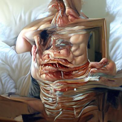 Intricate Body Horror Self Portrait as Oil Painting