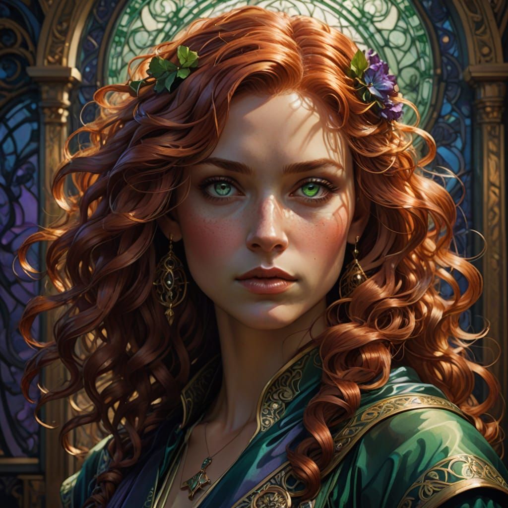 Confident Red-Headed Beauty in Golden Light