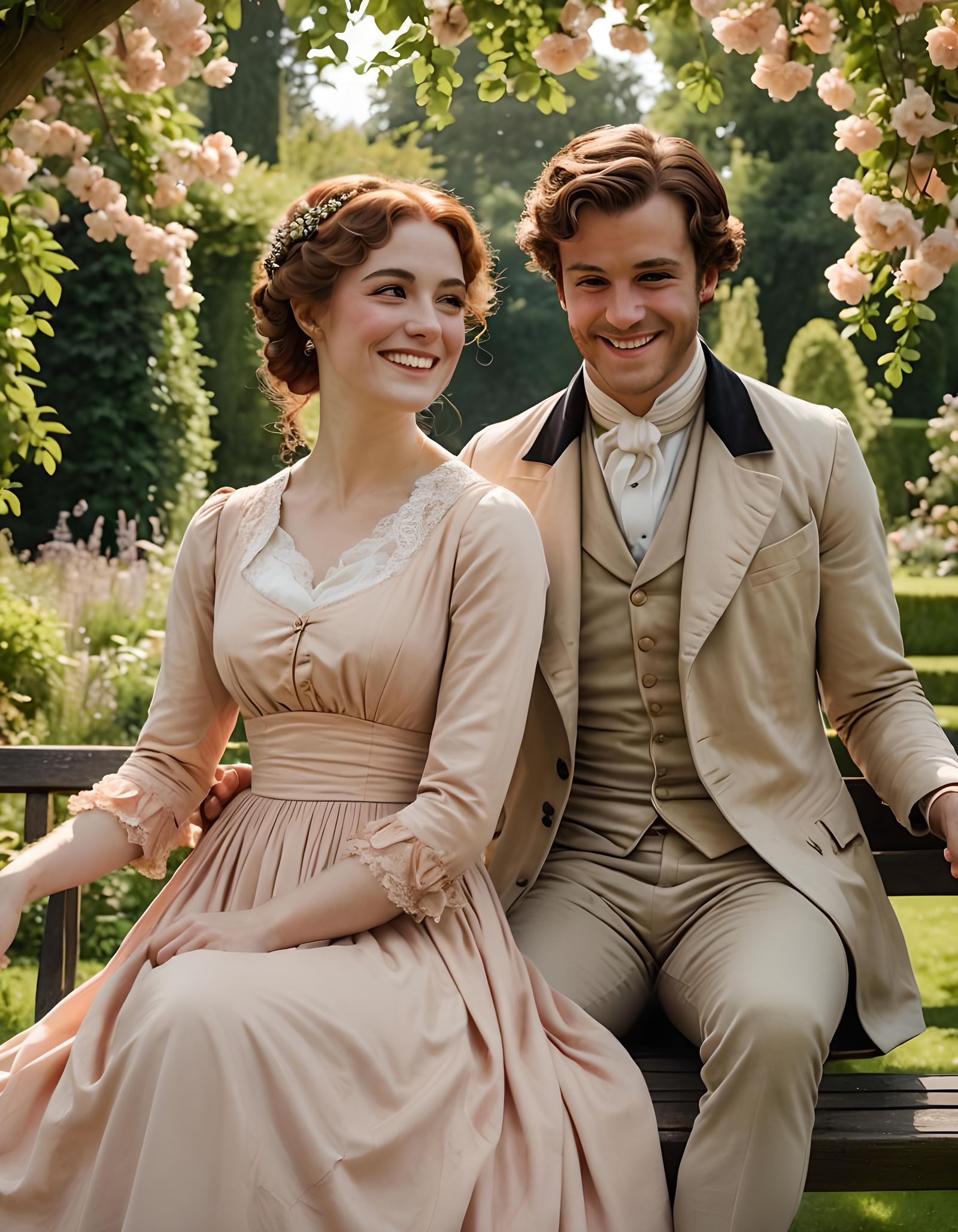 Regency Woman Portrait in Peach Dress