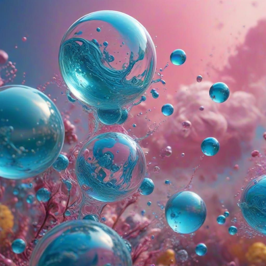 Dreamlike Blue Bubbles in a Whimsical Universe