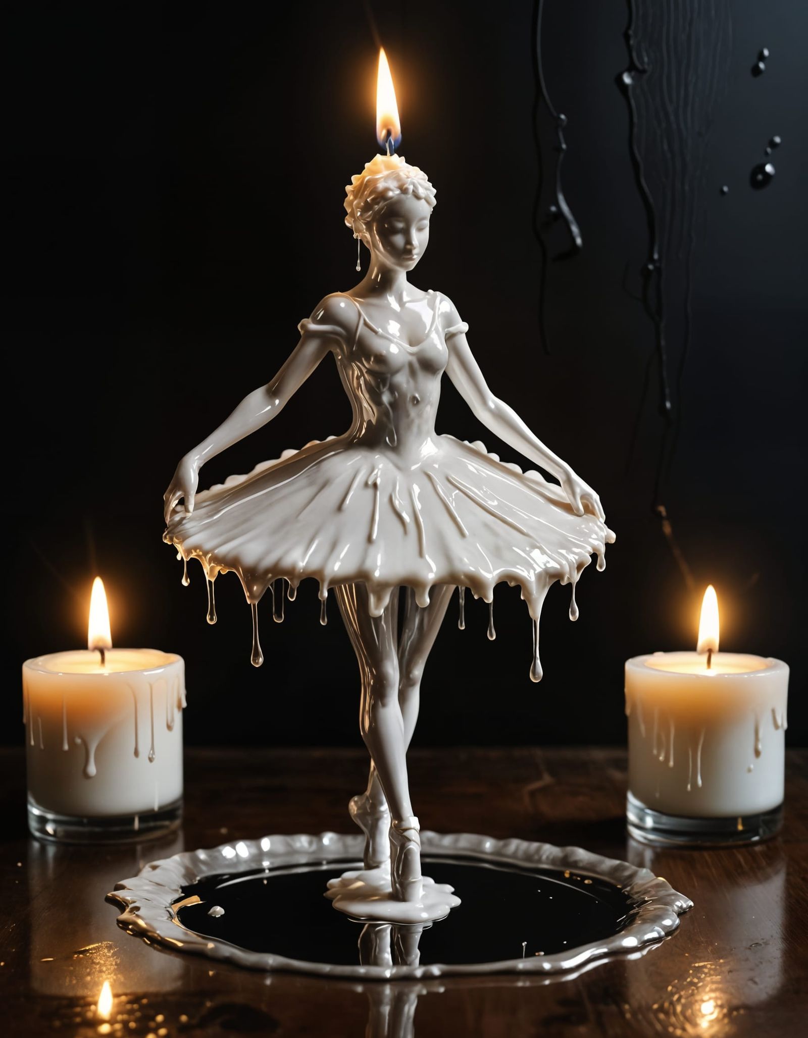 Ballerina Candle Pirouette on Silver Plate