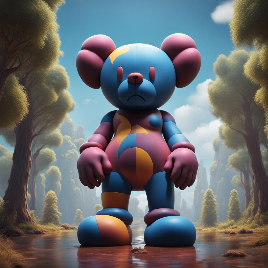 Bear-like Kaws Figure in T-Pose, Digital Art