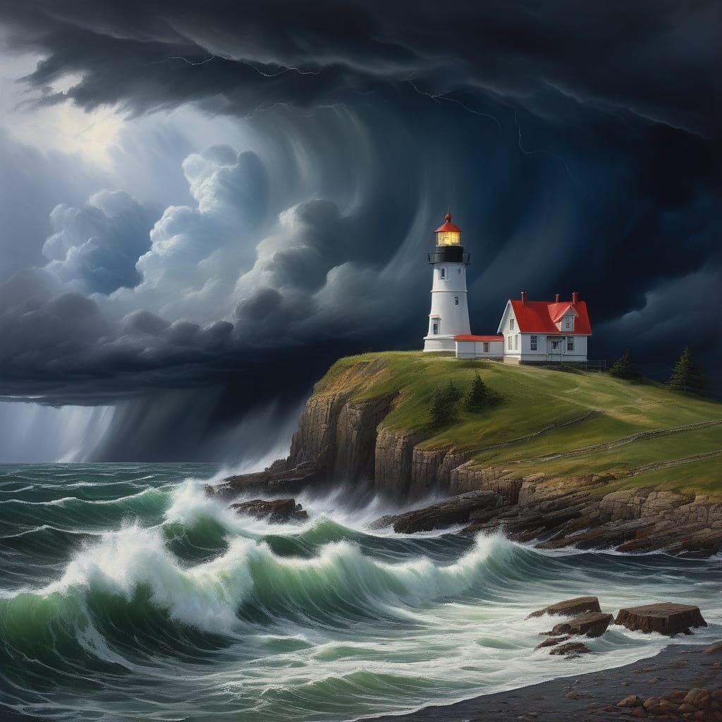 Lighthouse Bravery in Turbulent Skies