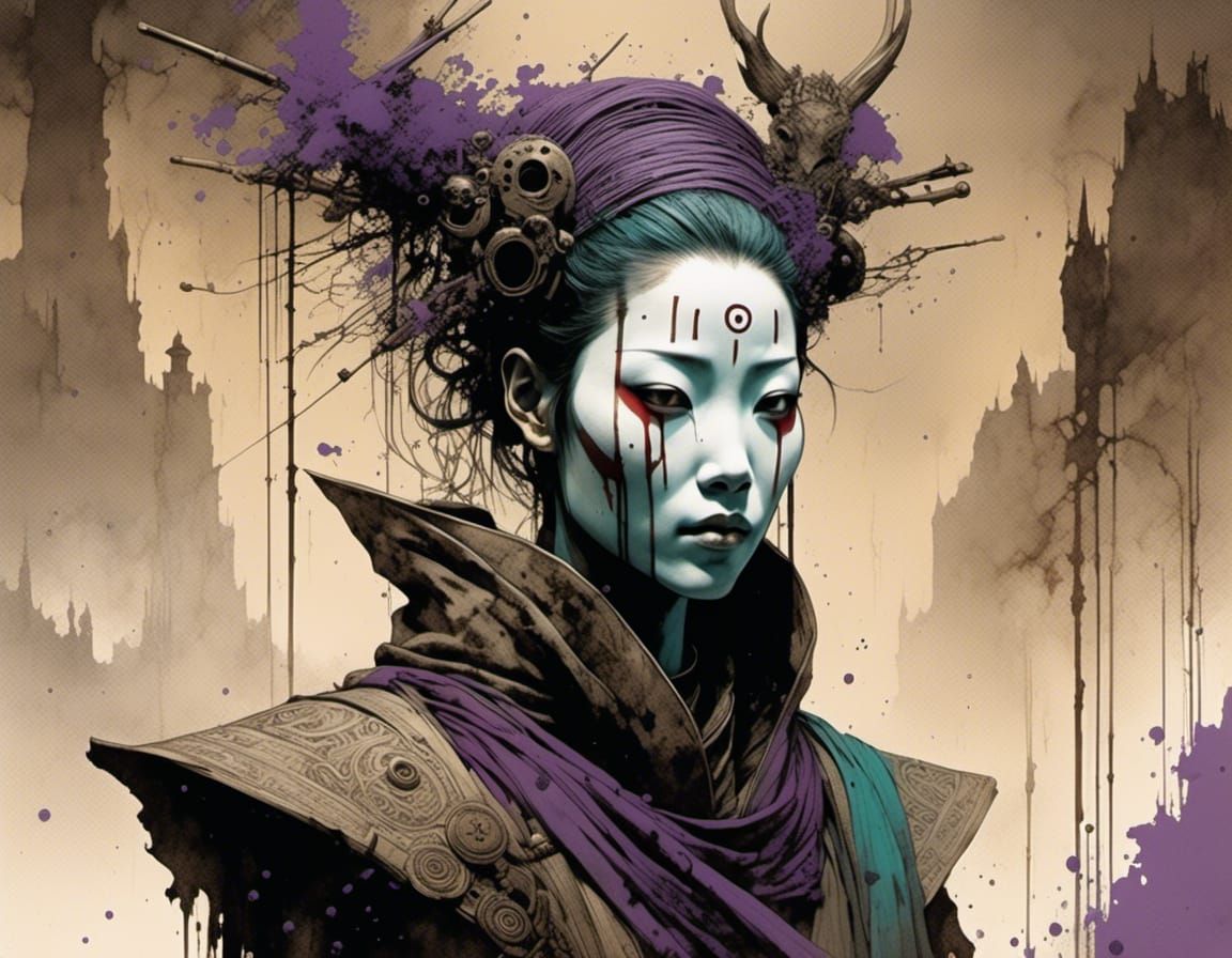 Mystical Face Reflecting Centuries of Civilization