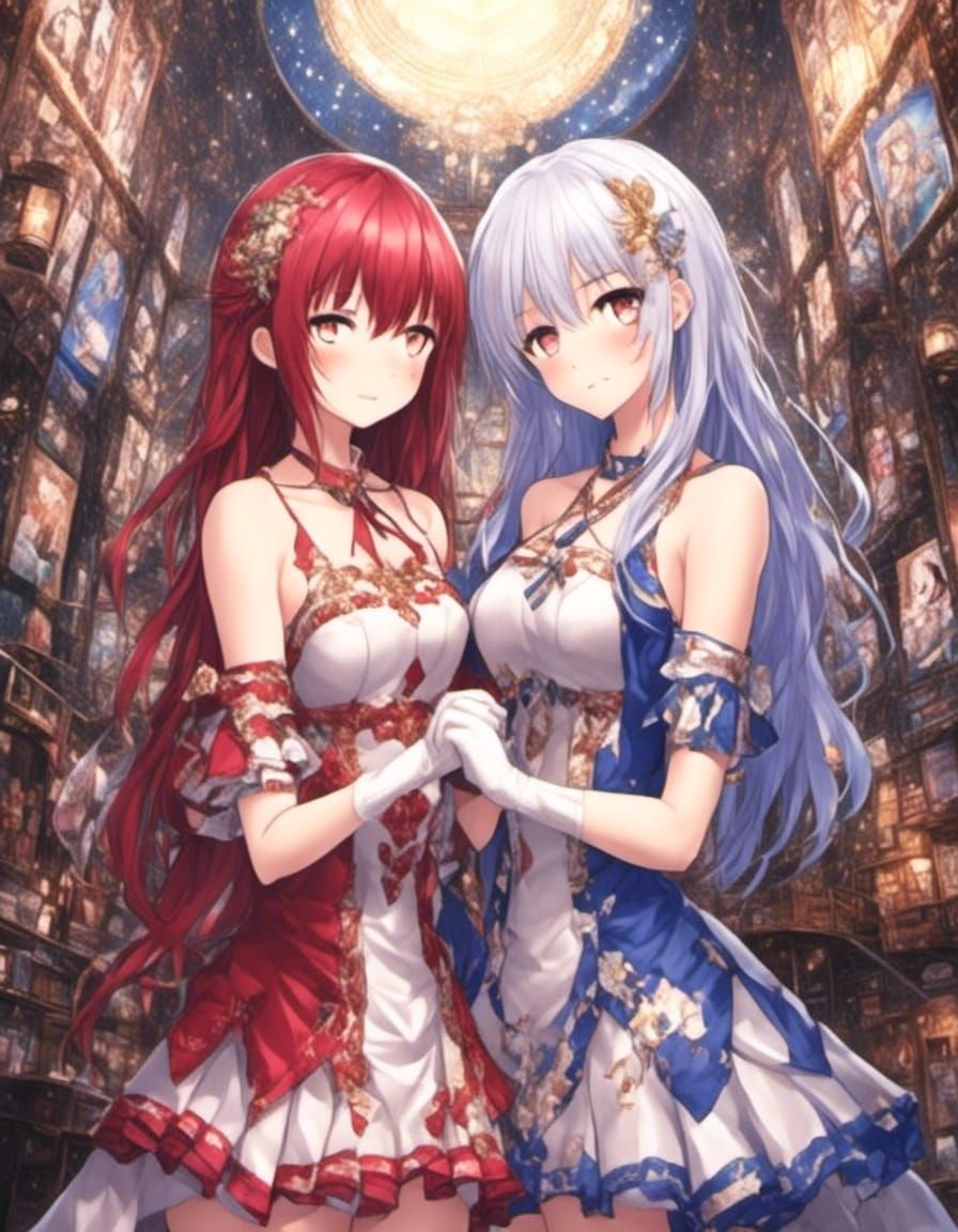 Epic Cinematic Digital Painting of Two Women Embracing in Jo...