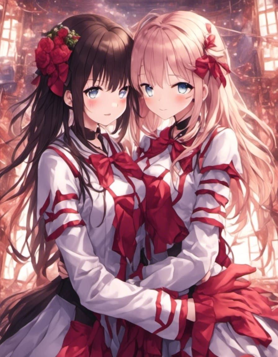 Two Young Women Share a Joyful Embrace