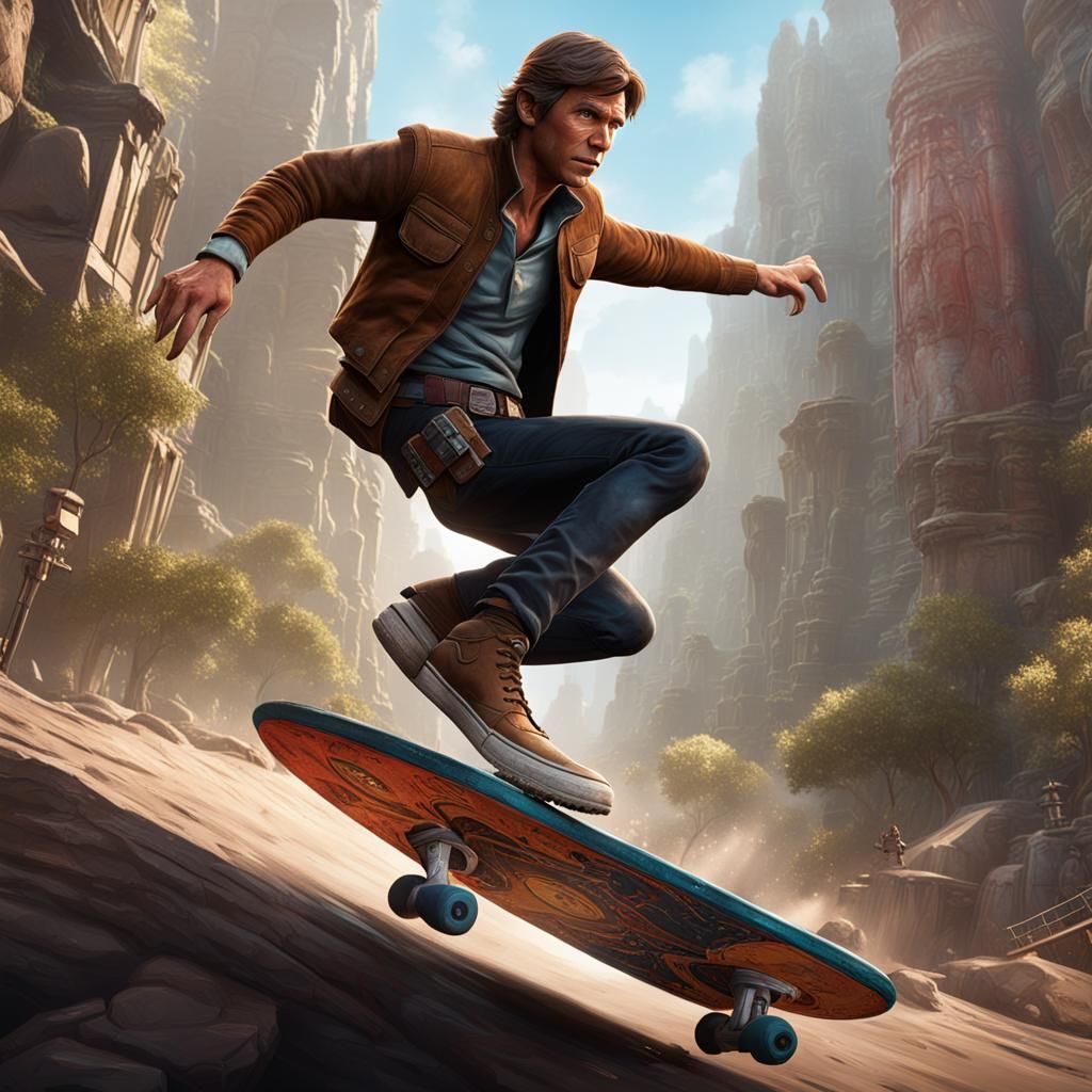 Han Solo Kickflip: Detailed Matte Painting