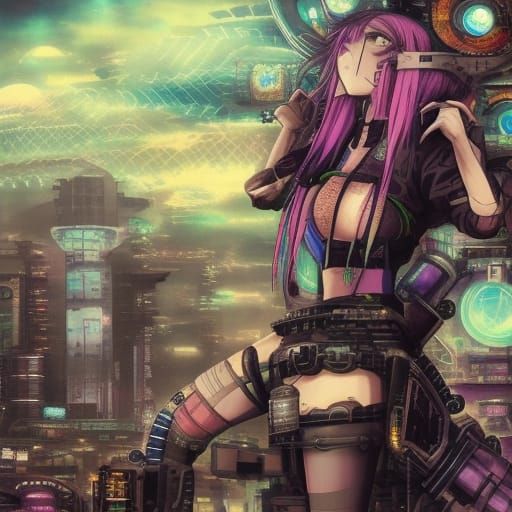 Diverse Punk Styles Collide in a Vaporwave Landscape