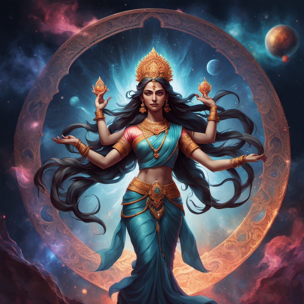 Divine Goddesses Dance in Cosmic Harmony