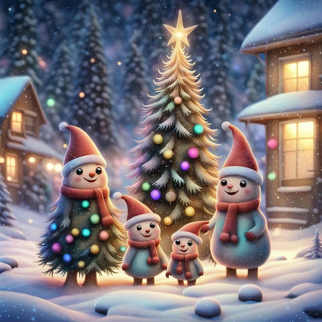 Festive Christmas Creatures in a Winter Wonderland