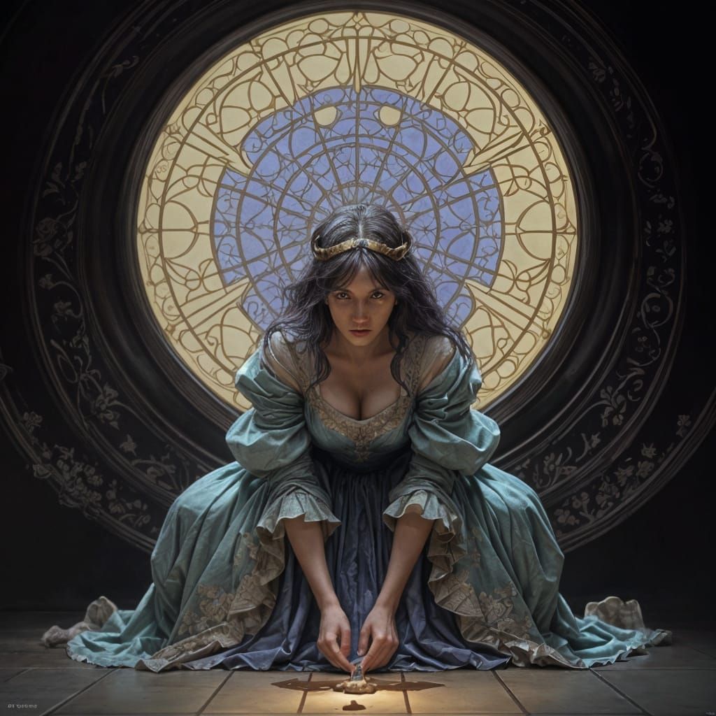 Cinderella: Dark Fantasy Comic Art in Kitchen