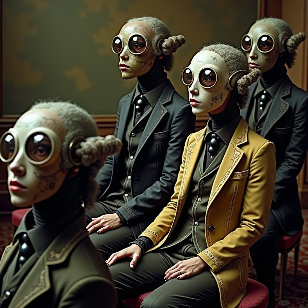 Serene People in Sumptuous Surreal Hotel Suite