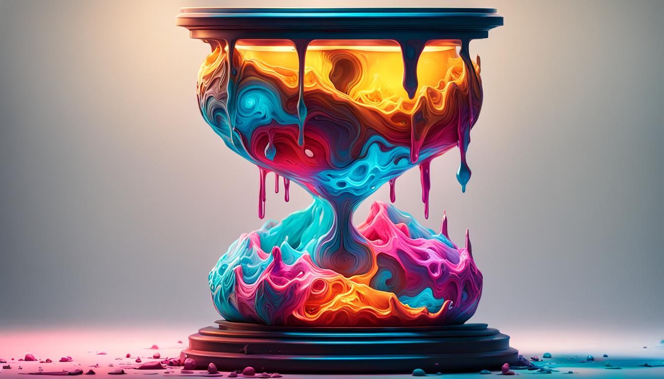 Melting Hourglass Candle in Cyberpunk Graffiti Art