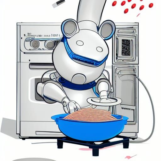 Hyperrealistic Robot Mouse Cooks Spaghetti