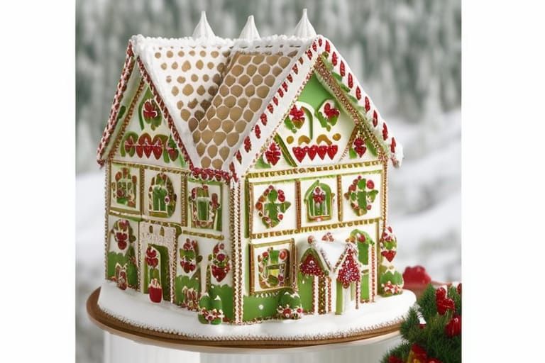 Gingerbread House in Swiss Alps on Spring Afternoon
