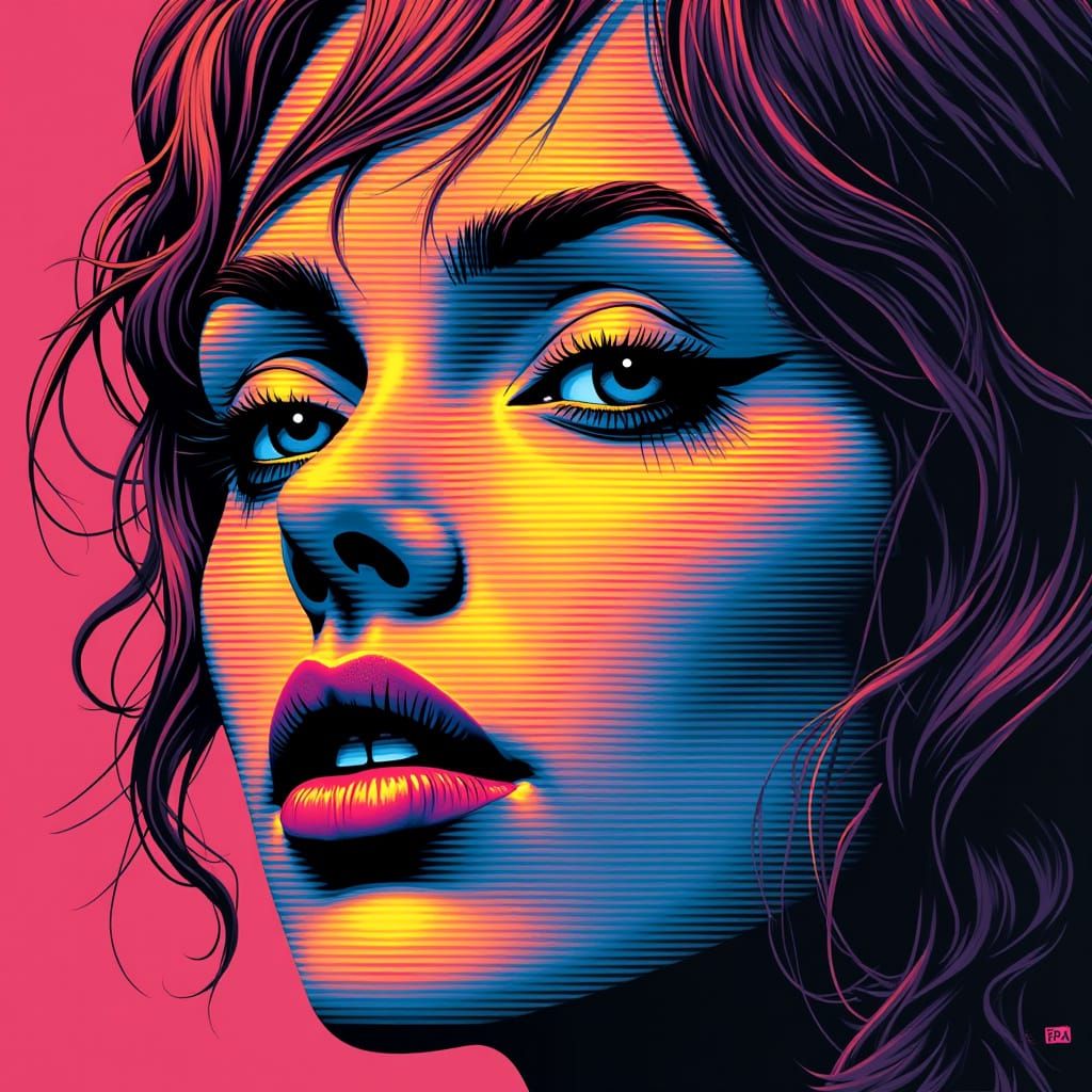 Neon Pop Art Portrait with Dynamic Energy