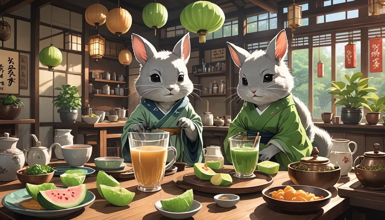 Chinchilla at Japanese Tea House with Milk Tea