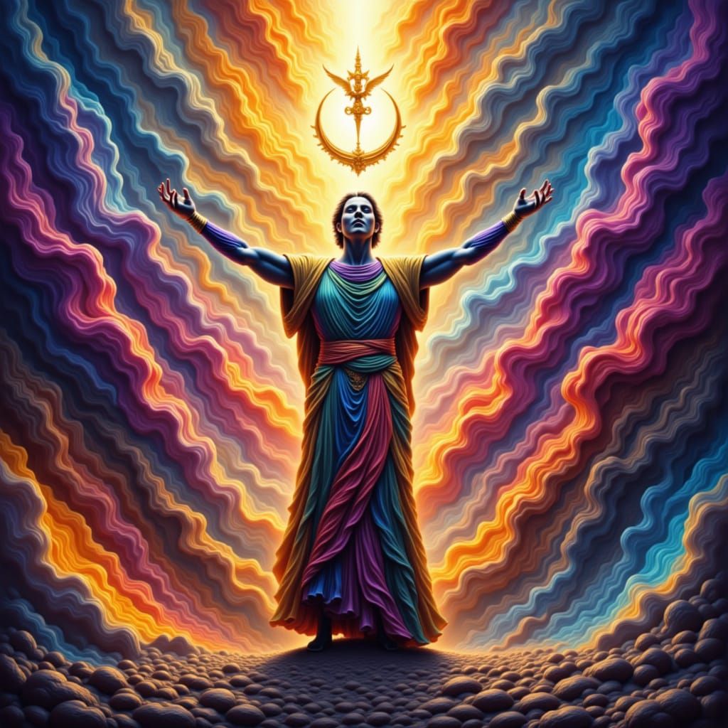 Triumphant Figure in Expressive Digital Painting Style