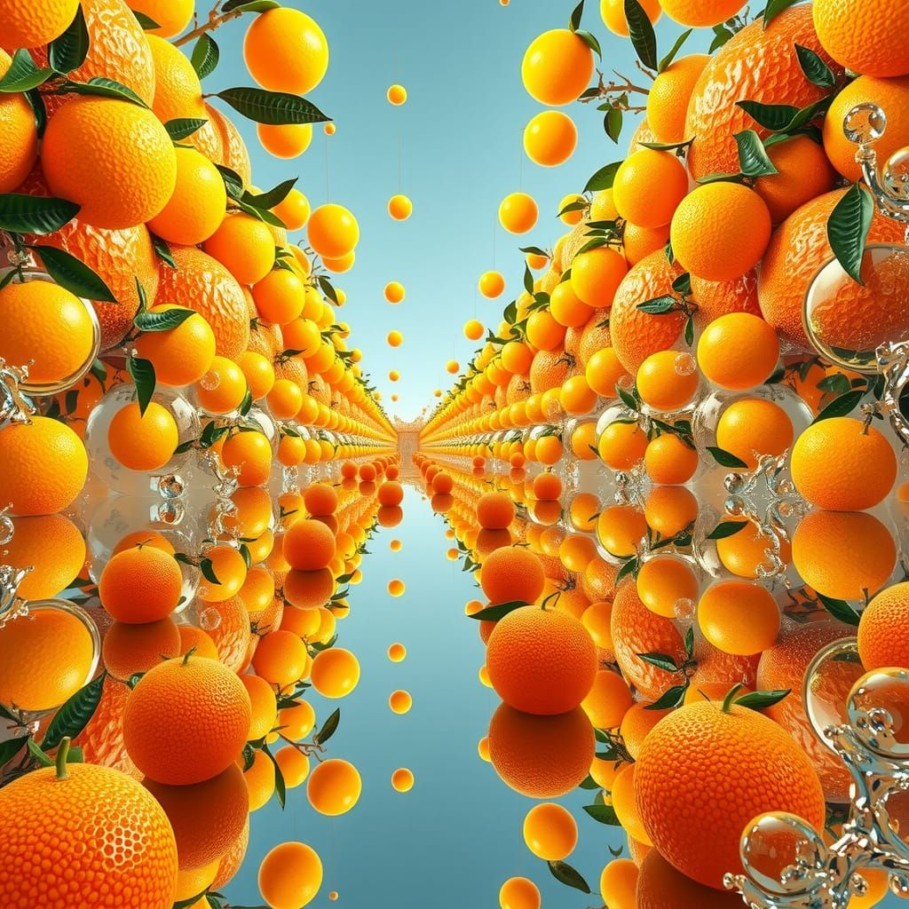 Crystalline Oranges in Infinite Mirror: 90s Fractal Art