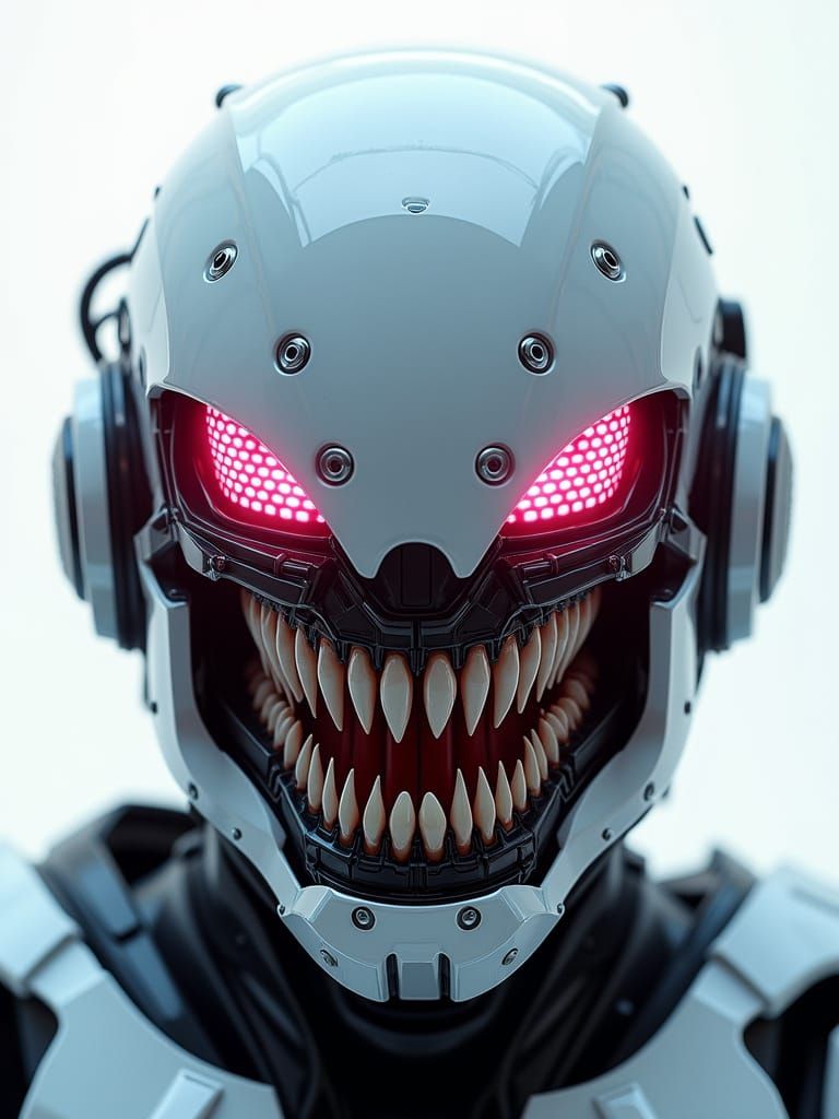 Cybernetic Helmet Portrait in Cyberpunk Anime Style