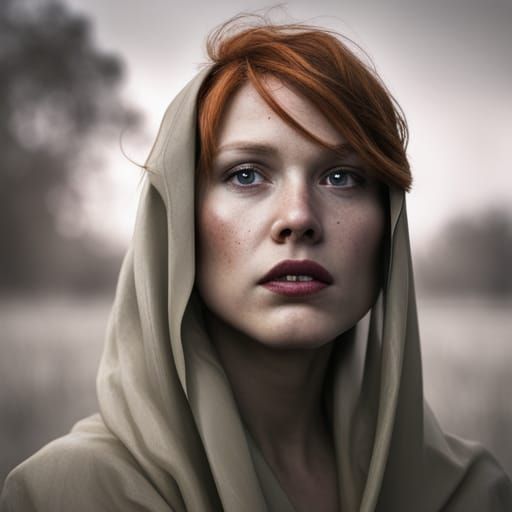 Ginger Woman Holds "THRAK" Sign in Sinister Style