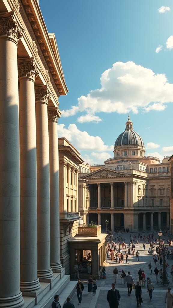 Vibrant Ancient Roman Cityscape in Photorealistic Detail