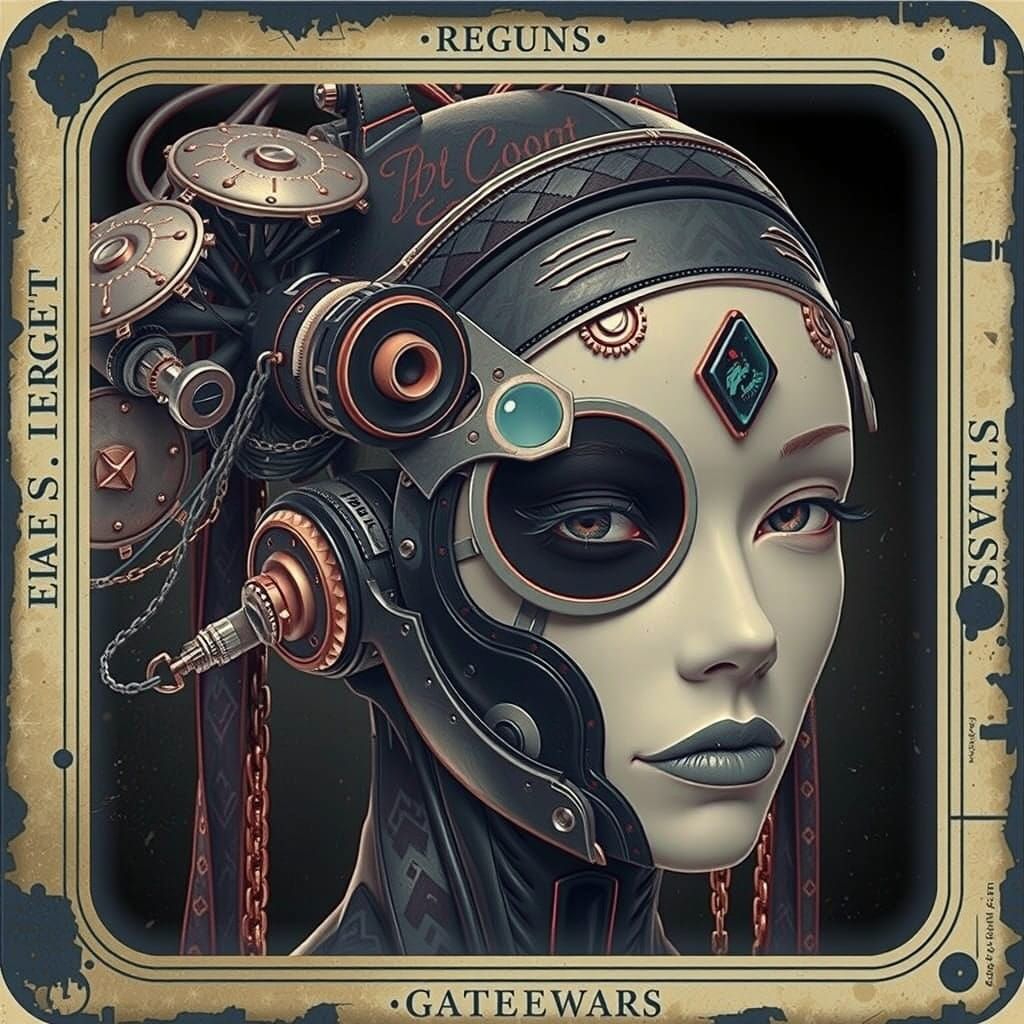 Gothic Cyborg Goddess in Noir Aesthetic